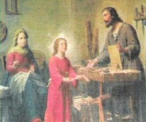 Puzzle Ένας νεαρός Ιησούς εργαζόταν ως ξυλουργός με τον πατέρα του Ιωσήφ